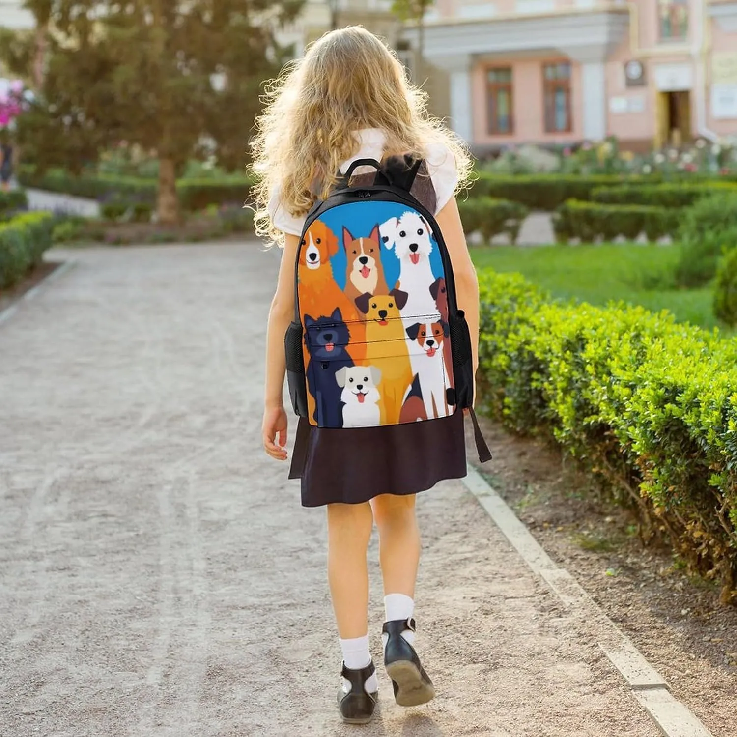 Supdreamc Men Women Polyester Cute Puppy Dog Casual Daypack Large Capacity Carry On Bag With Adjustable Shoulder Straps for Camping Work Running