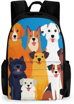Supdreamc Men Women Polyester Cute Puppy Dog Casual Daypack Large Capacity Carry On Bag With Adjustable Shoulder Straps for Camping Work Running