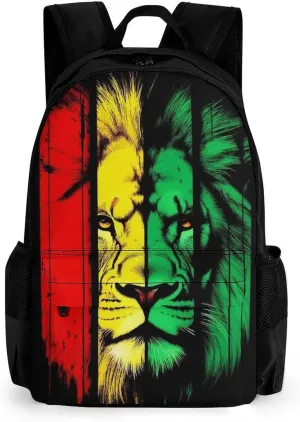 Supdreamc Men Women Polyester Reggae Rasta Flag Lion Daypack Big Capacity Shoulder Bag With Adjustable Shoulder Straps for Camping Travel Walking Cycling