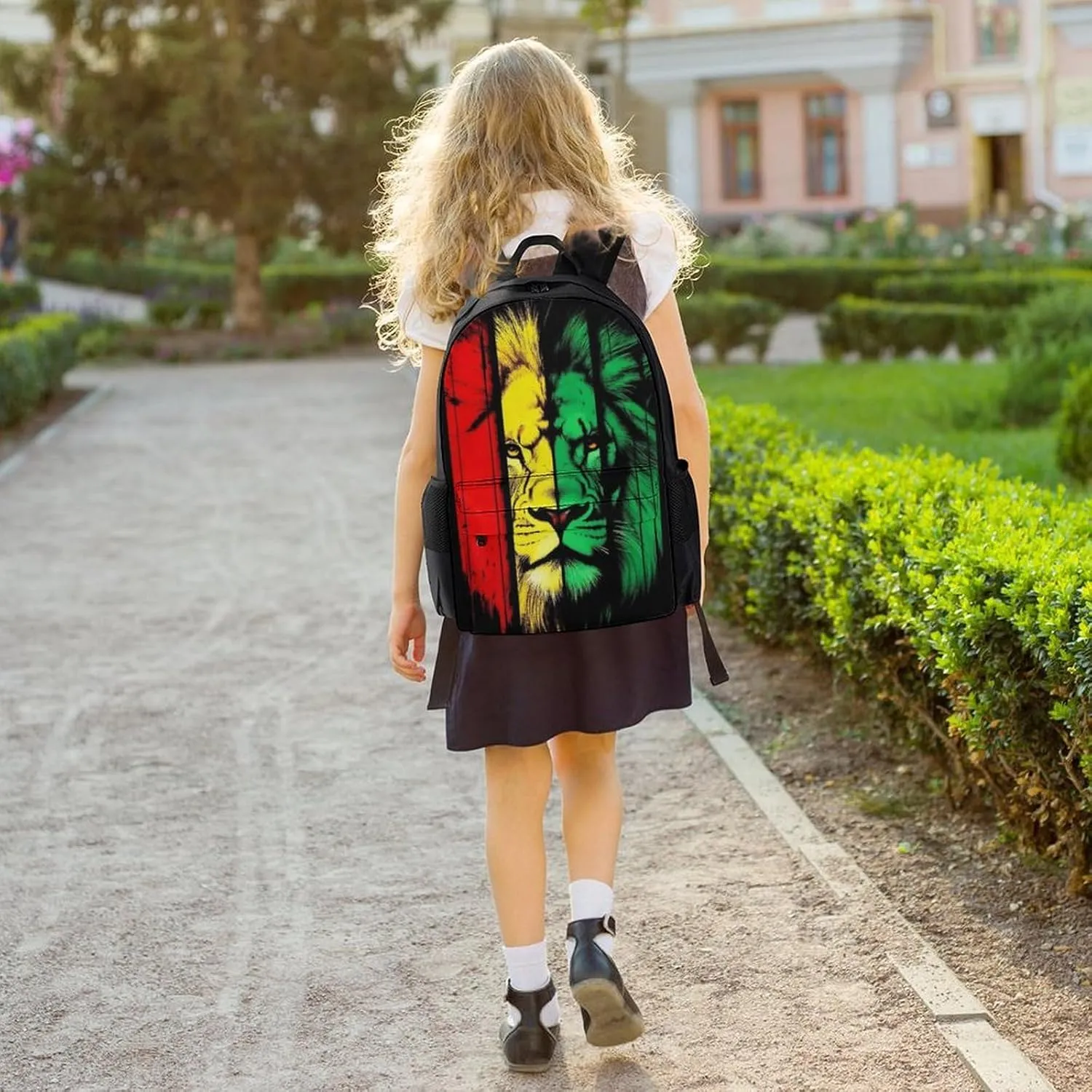 Supdreamc Men Women Polyester Reggae Rasta Flag Lion Daypack Big Capacity Shoulder Bag With Adjustable Shoulder Straps for Camping Travel Walking Cycling