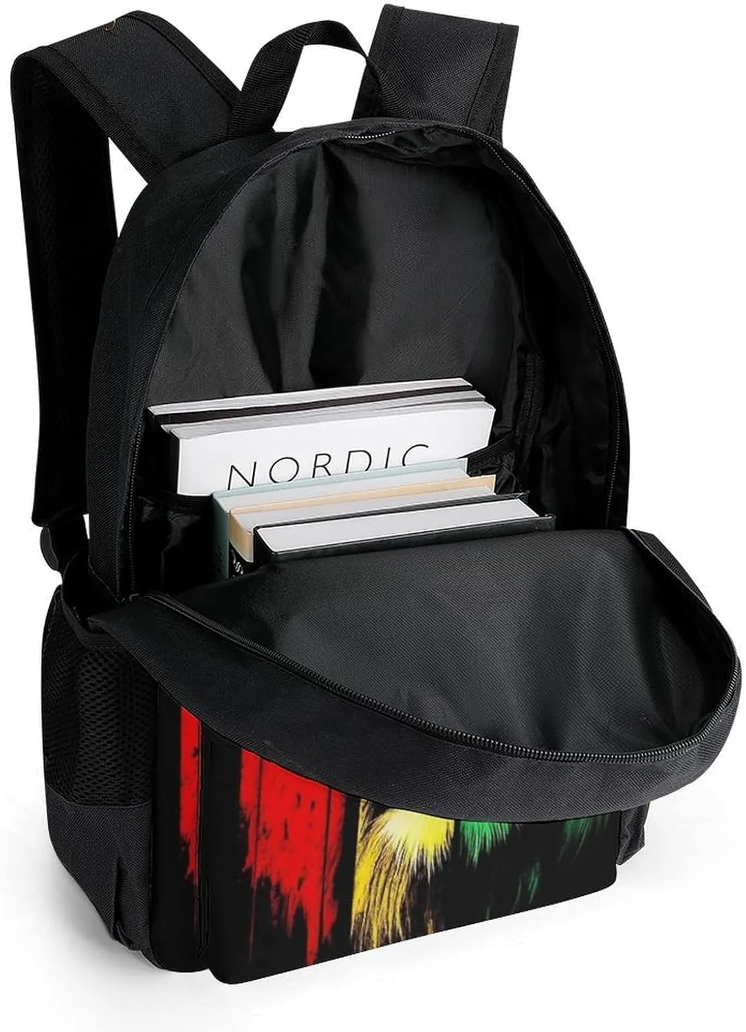 Supdreamc Men Women Polyester Reggae Rasta Flag Lion Daypack Big Capacity Shoulder Bag With Adjustable Shoulder Straps for Camping Travel Walking Cycling