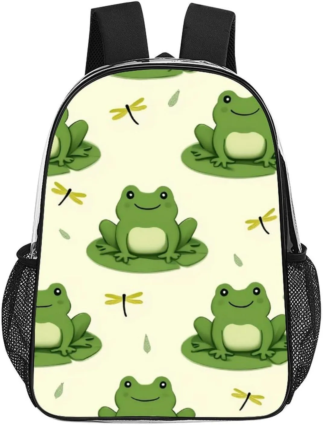 Supdreamc Men Women Transparent Cute Frog Animal Green Frogs Daypack Bookbag Big Capacity Shoulder Bag With Padded Straps for Climbing Travel Walking Cycling