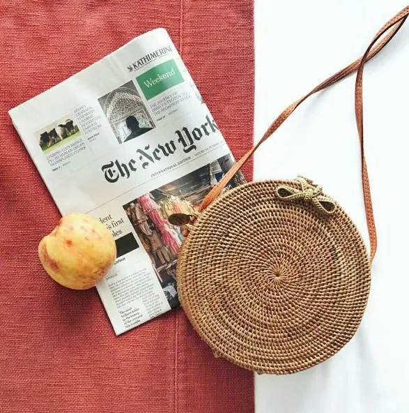 Supportive policies hand-woven round Bali bag shoulder straw rattan Optimized