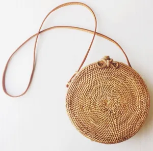 Supportive policies hand-woven round Bali bag shoulder straw rattan Optimized