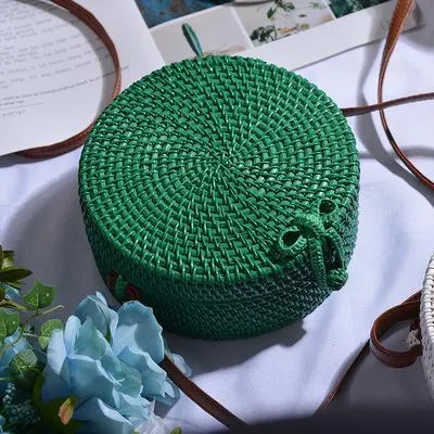 Supportive policies hand-woven round Bali bag shoulder straw rattan Optimized