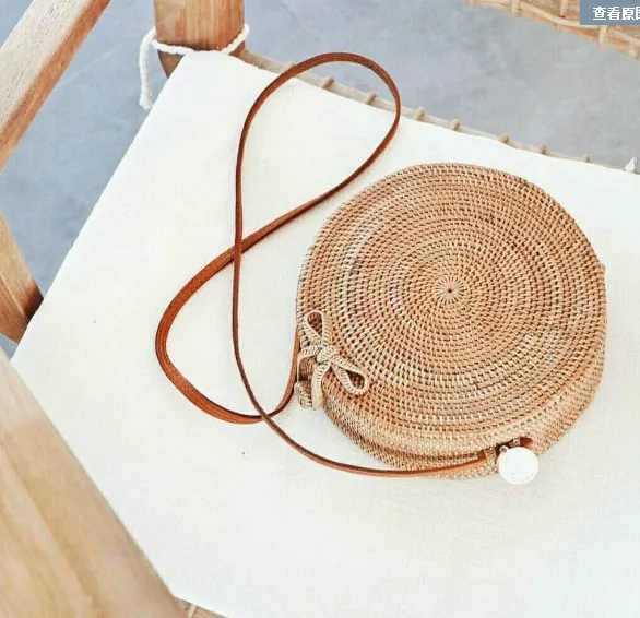 Supportive policies hand-woven round Bali bag shoulder straw rattan Optimized