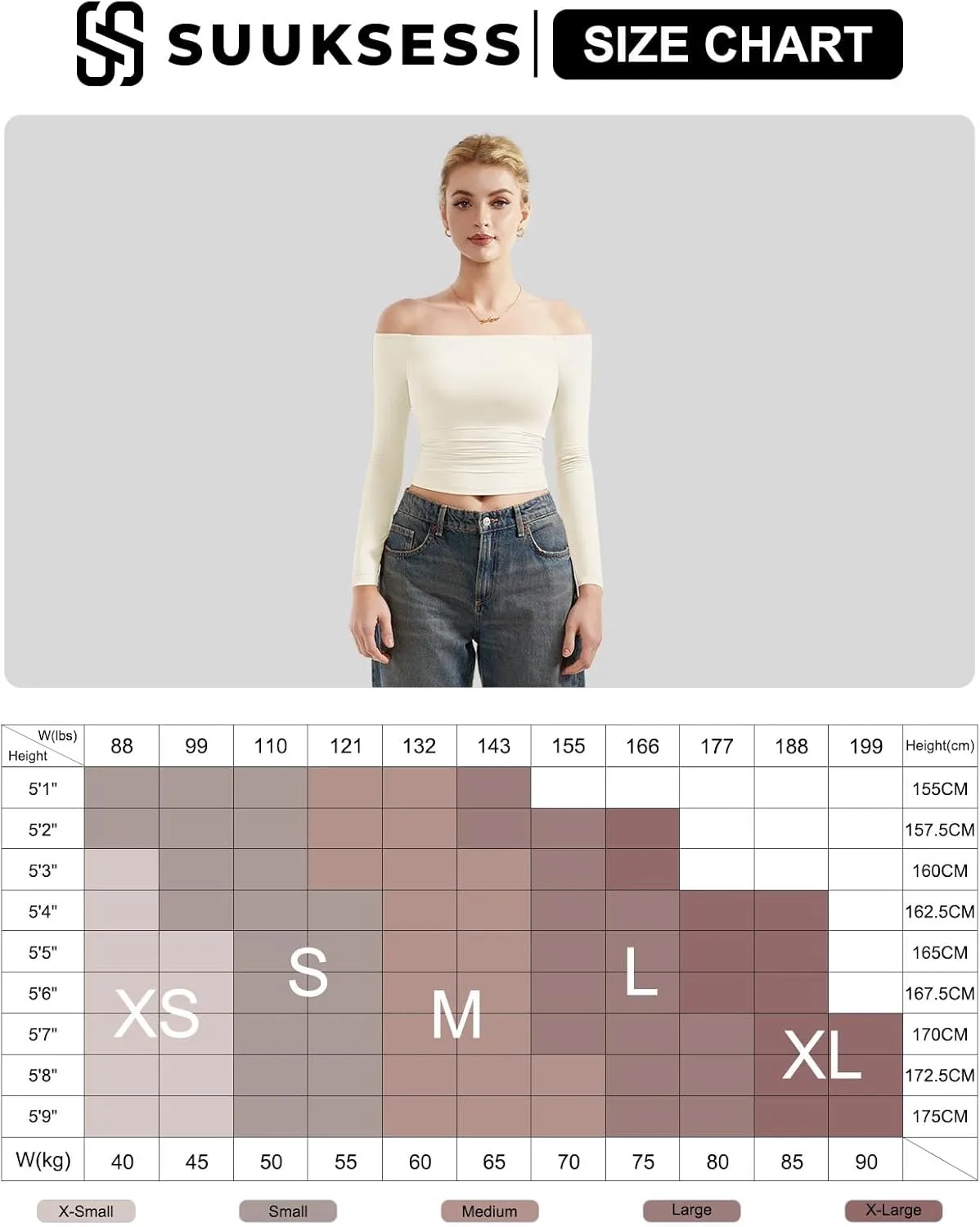 SUUKSESS Women Off Shoulder Double Lined Long Sleeve Shirts Basic Going Out Tops