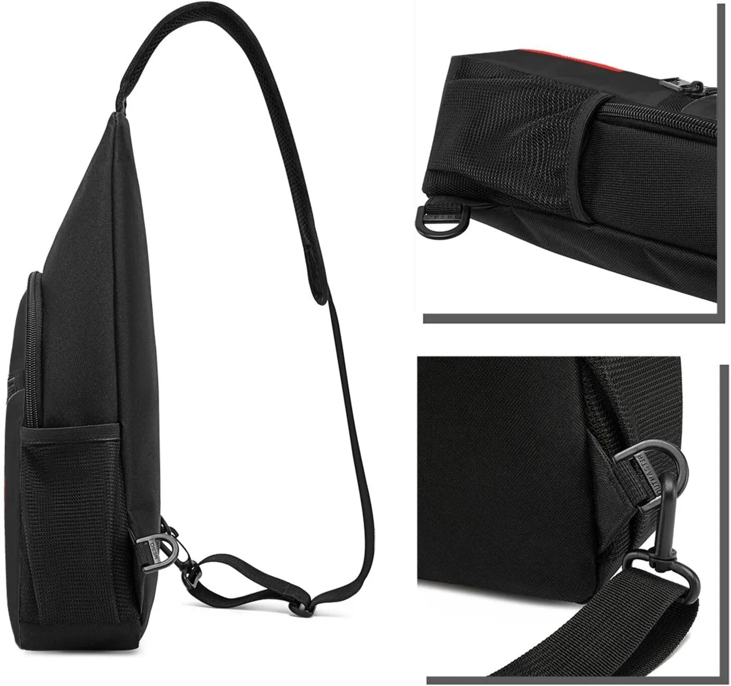 Swiss Flag Unisex Chest Bag Lightweight Crossbody Shoulder Bag Travel Pocket Black