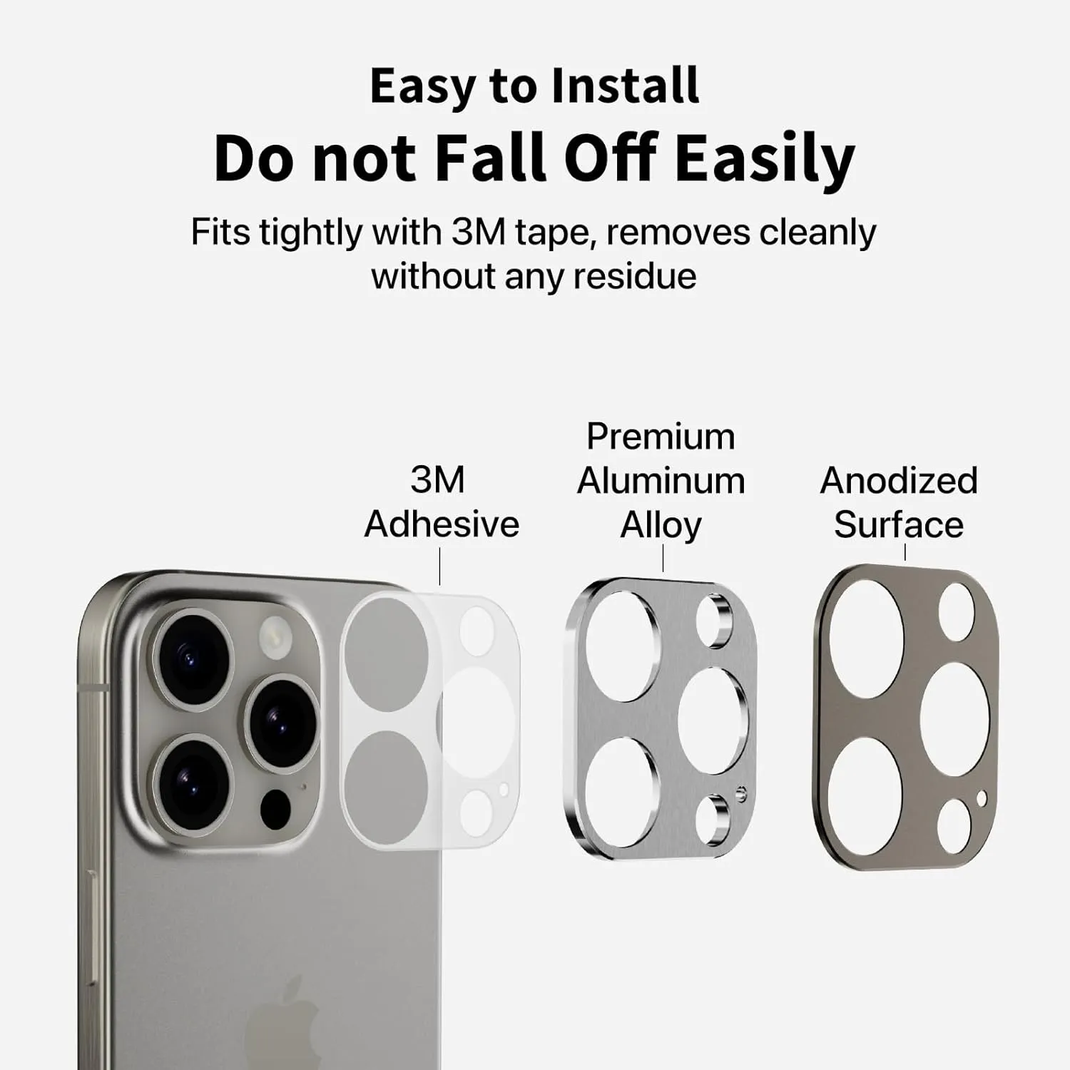 SWITCHEASY LenShield Aluminum Alloy Camera Lens Protector for 2024 iPhone 16 6.3" Pro, 16 6.9" Pro Max - Titanium