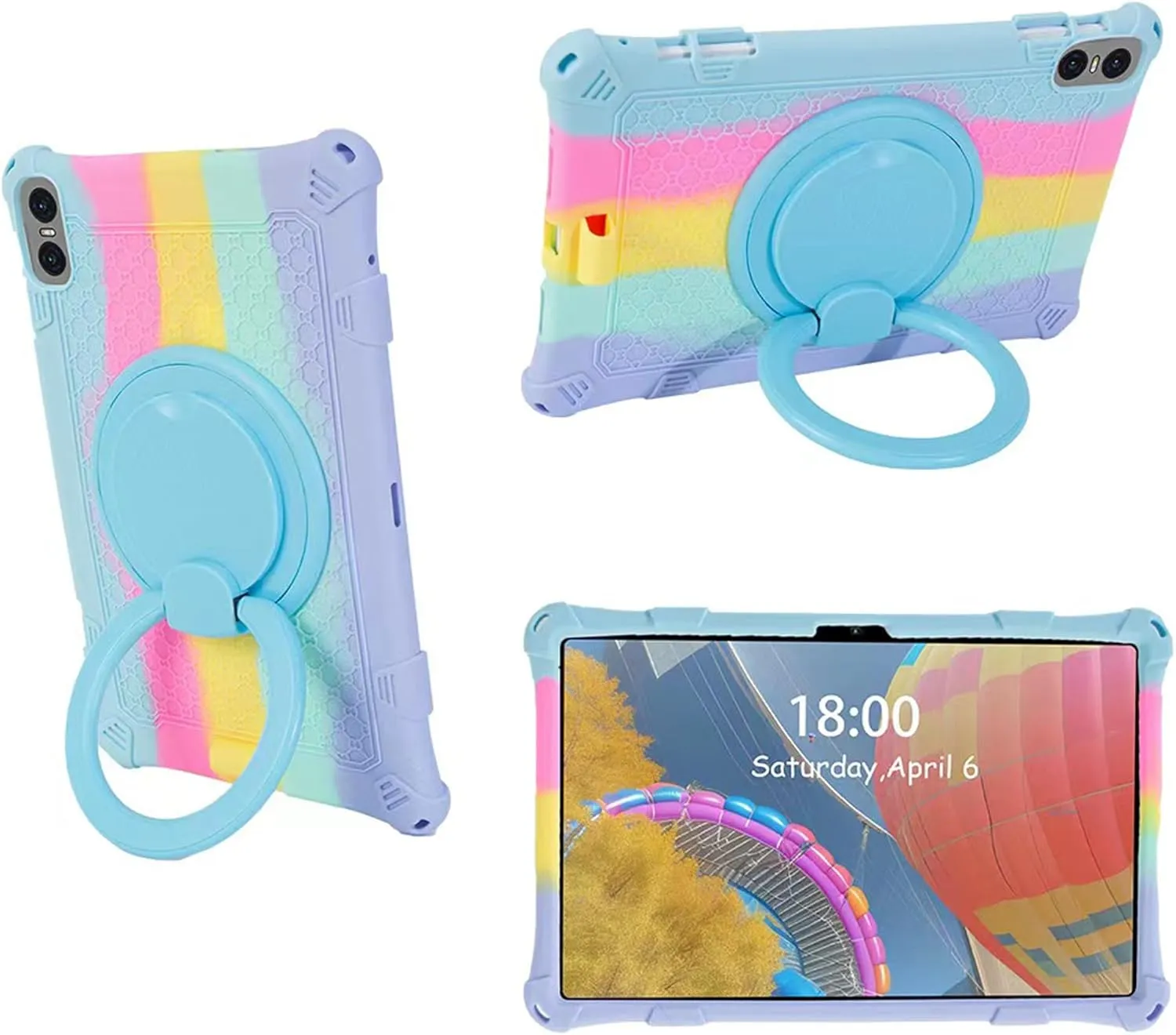 Tablet Case for Teclast T50 Pro 11 inch Soft Anti-Stress Silicone Case with 360° Rotate Stand/Pencil Holder/Shoulder Strap/Pen for Teclast T50 Pro (Colorful Light Blue)