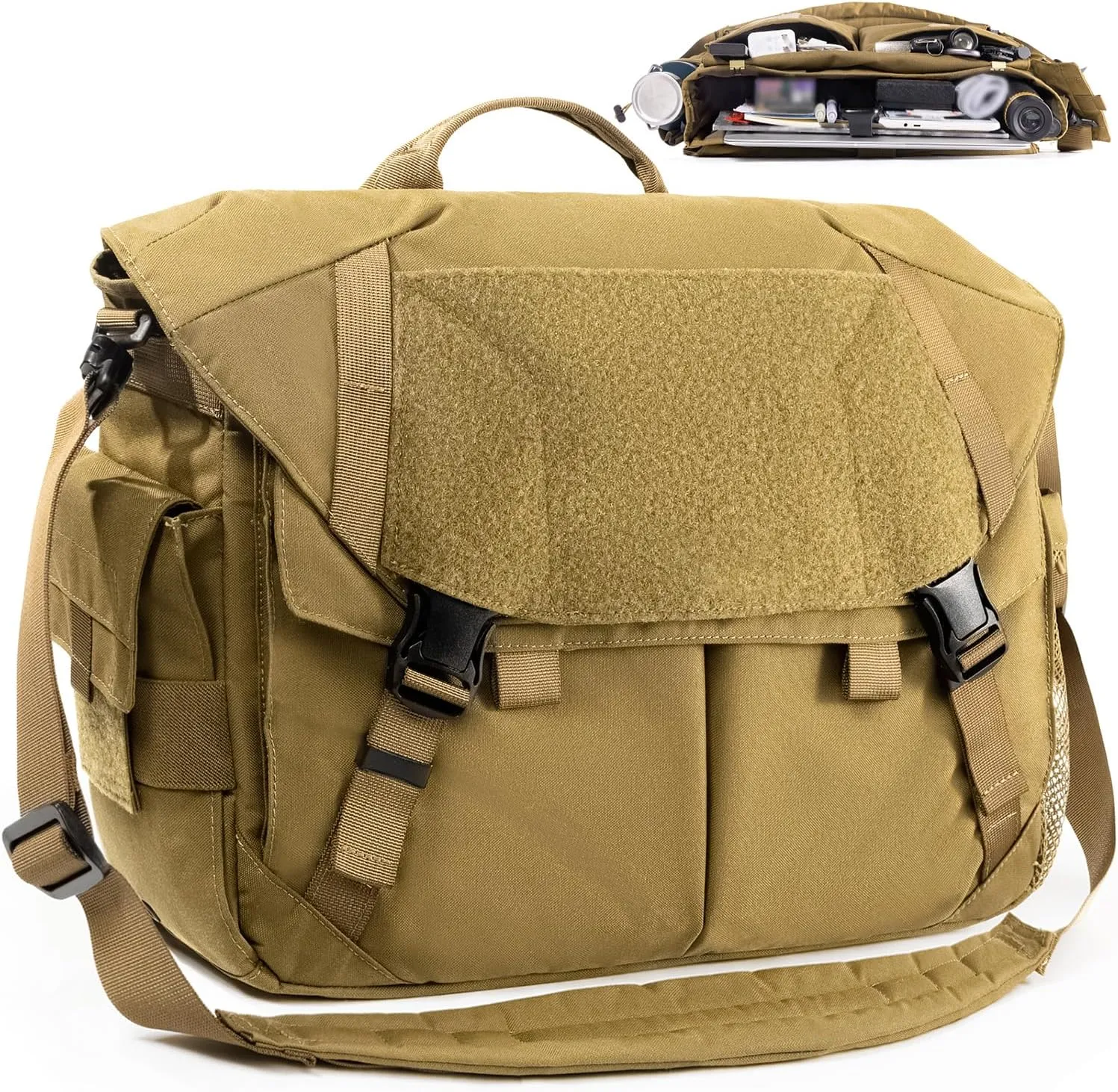 Tactical Messenger Bag for Men & Women - Military-Style Crossbody Shoulder Bag with 15inch Laptop, Water-Resistant Work Bag, Large Capacity Travel & School Bag with Multiple Pockets