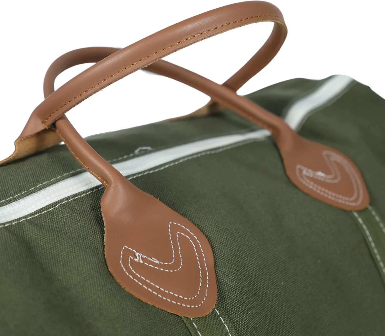 Tag&Crew Solid Round Duffle Unisex Carryon Handbag with Leather Handles Adjustable Shoulder Strap Metal Accessories Sturdy Zippers, Ideal for Gym Lovers Overnight Travels Mini Vacations - Olive