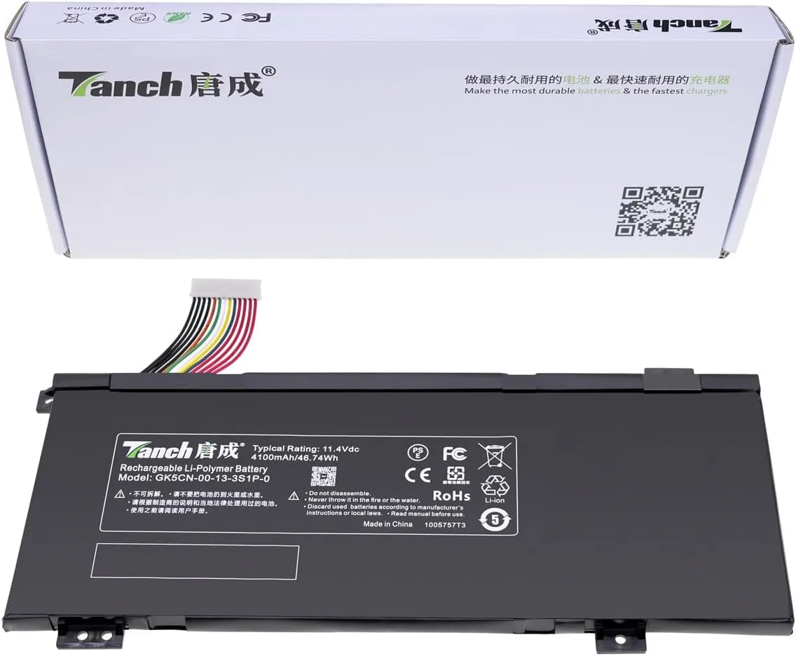 Tanch Laptop Battery GK5CN-00-13-3S1P-0 GK5CN-03-13-3S1P-0 GK5CN-11-16-3S1P-0 Replacement for TONGFANG GK7CN6S GK5CN GK5CP Medion Erazer X17805 11.4V 4100mAh 46.74Wh