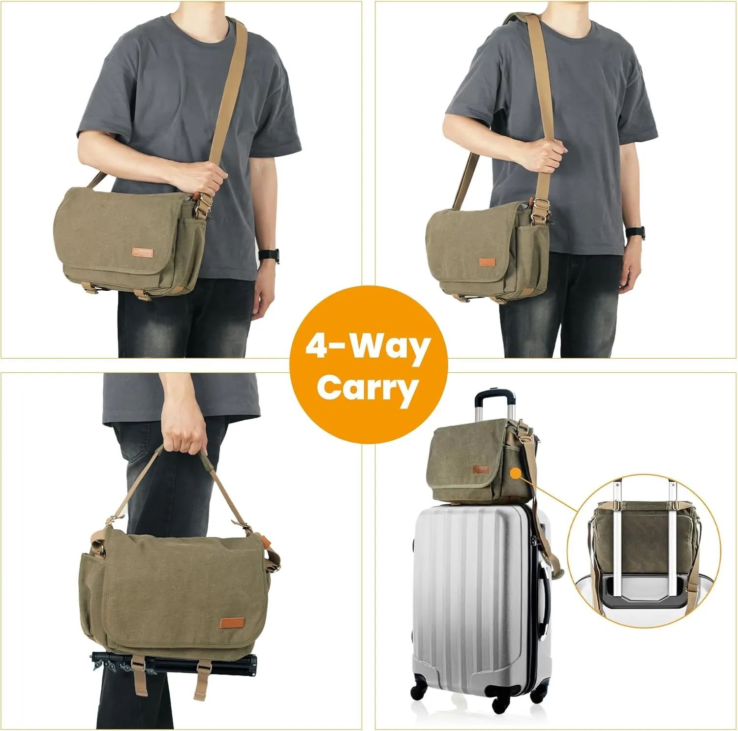 TARION Canvas Camera Bag Crossbody - Vintage Photo Bag DSLR Camera Messenger Bag Single Shoulder Bag Photo Bag Case RS-01