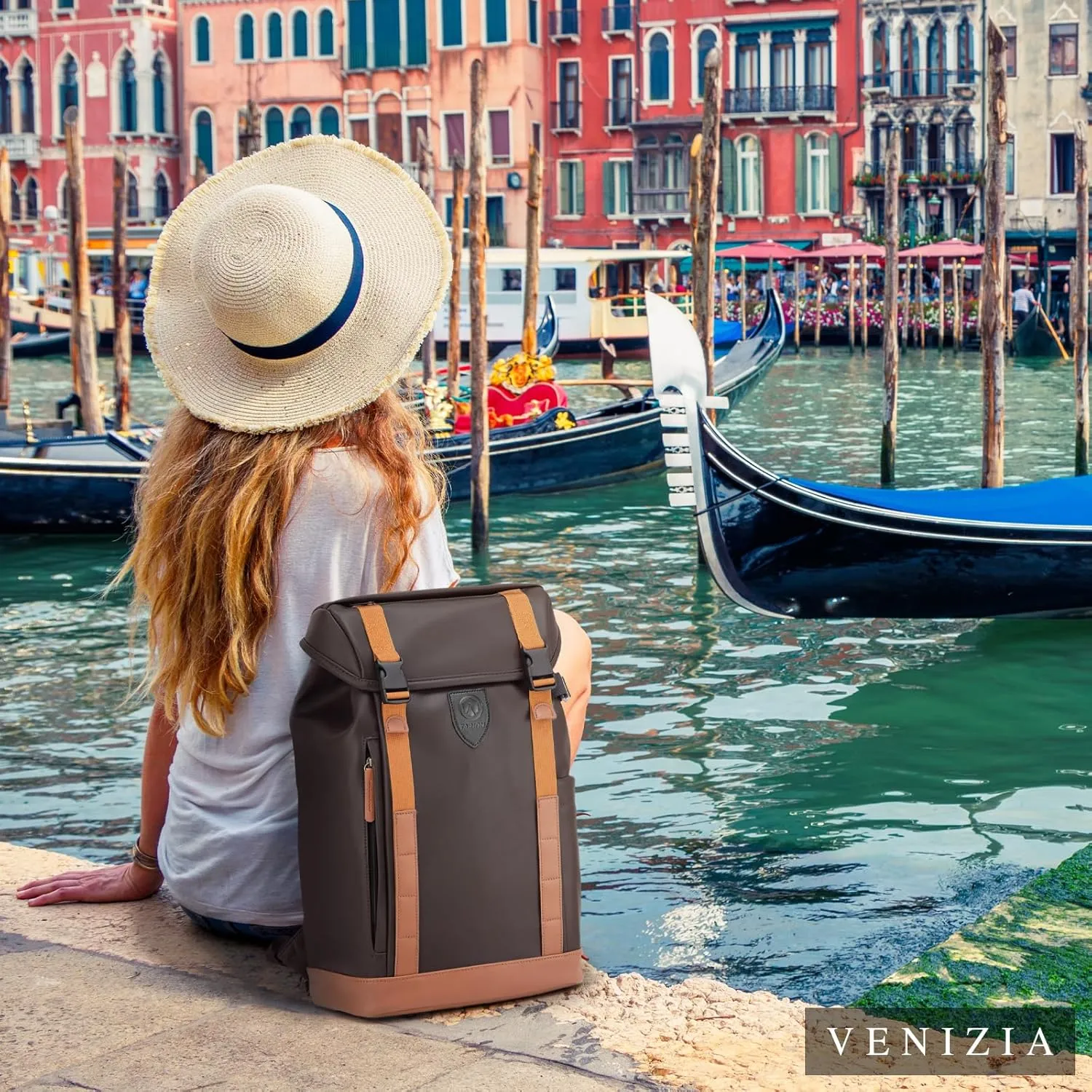 TARION Large Camera Backpack Leather - Waterproof Camera Bag Backpack with Removable Insert 13" Laptop Compartment, Safe Top & Back Openning, Everyday Multipurpose DSLR Camera Backpack Venizia Brown