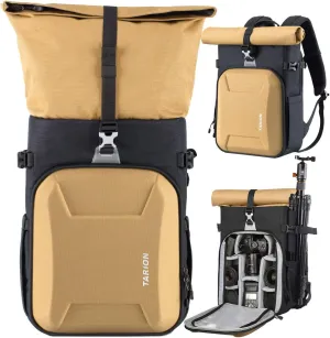 TARION XH Camera Backpack Waterproof Camera Bag Hard Shell Roll Top Expandable Large Camera Backpack 18.5L | 15" Laptop Compartment with Waterproof Rain Cover for Women Men Photographer Lens Tripod