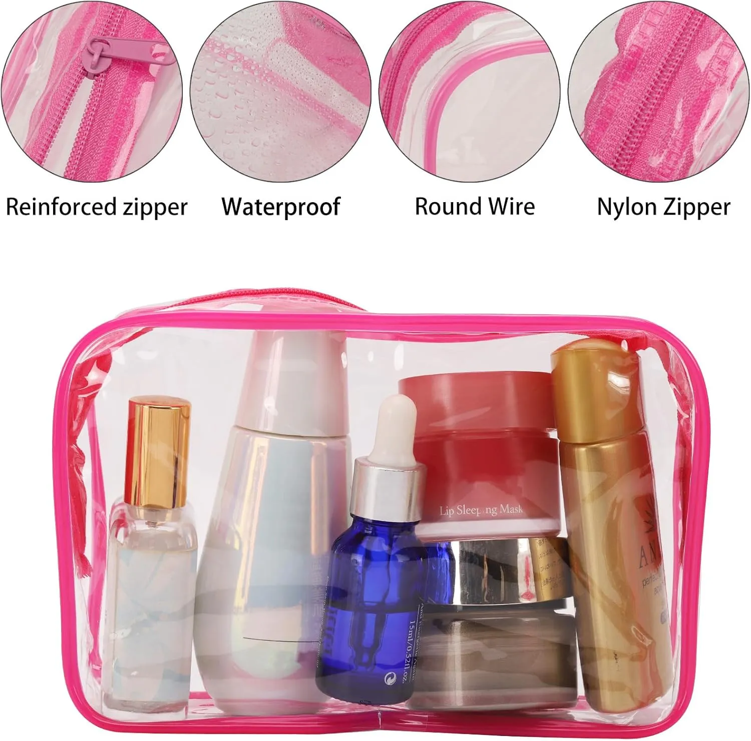 Tbestmax 10 Pack Clear Cosmetic Bags Makeup Bags Portable Waterproof TSA Approved Travel Toiletry Bags Organizer