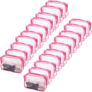 Tbestmax 10 Pack Clear Cosmetic Bags Makeup Bags Portable Waterproof TSA Approved Travel Toiletry Bags Organizer