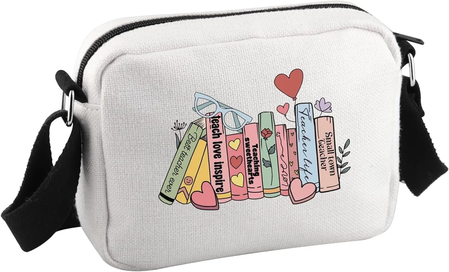 Teacher Gift For Women End Of Year Thank You Gift For Teacher Teach Inspired Love Book Crossbody Bag