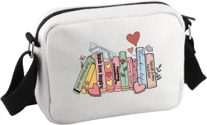 Teacher Gift For Women End Of Year Thank You Gift For Teacher Teach Inspired Love Book Crossbody Bag