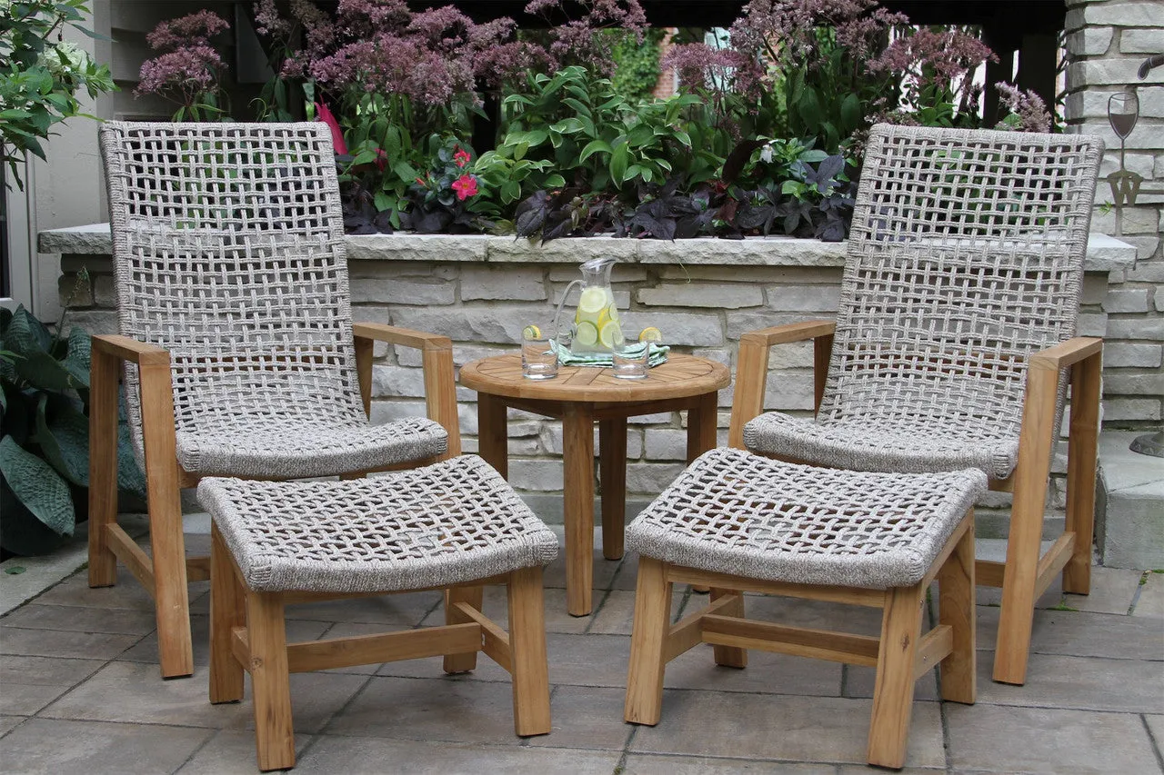 Teak & Rope Single Ottoman