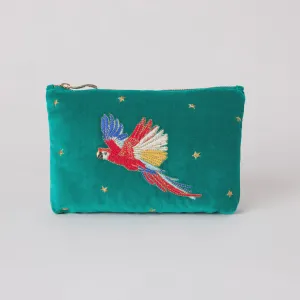 Teal Parrot Mini Pouch