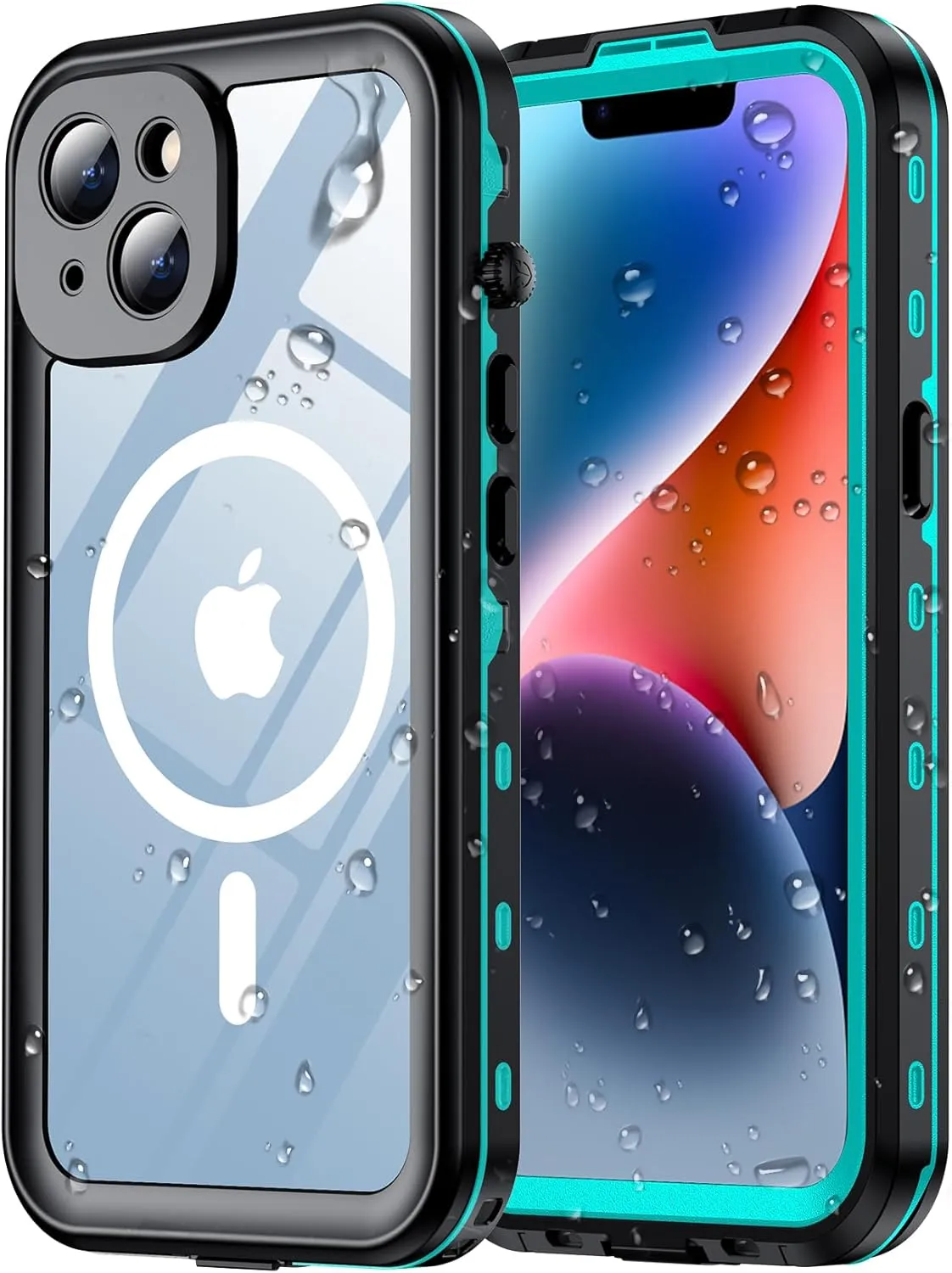 Temdan Magnetic for iPhone 14 Case Waterproof [Compatible with MagSafe] [IP68 Underwater] [Built-in Camera Lens & Screen Protector] Full Body Shockproof Phone Case Blue