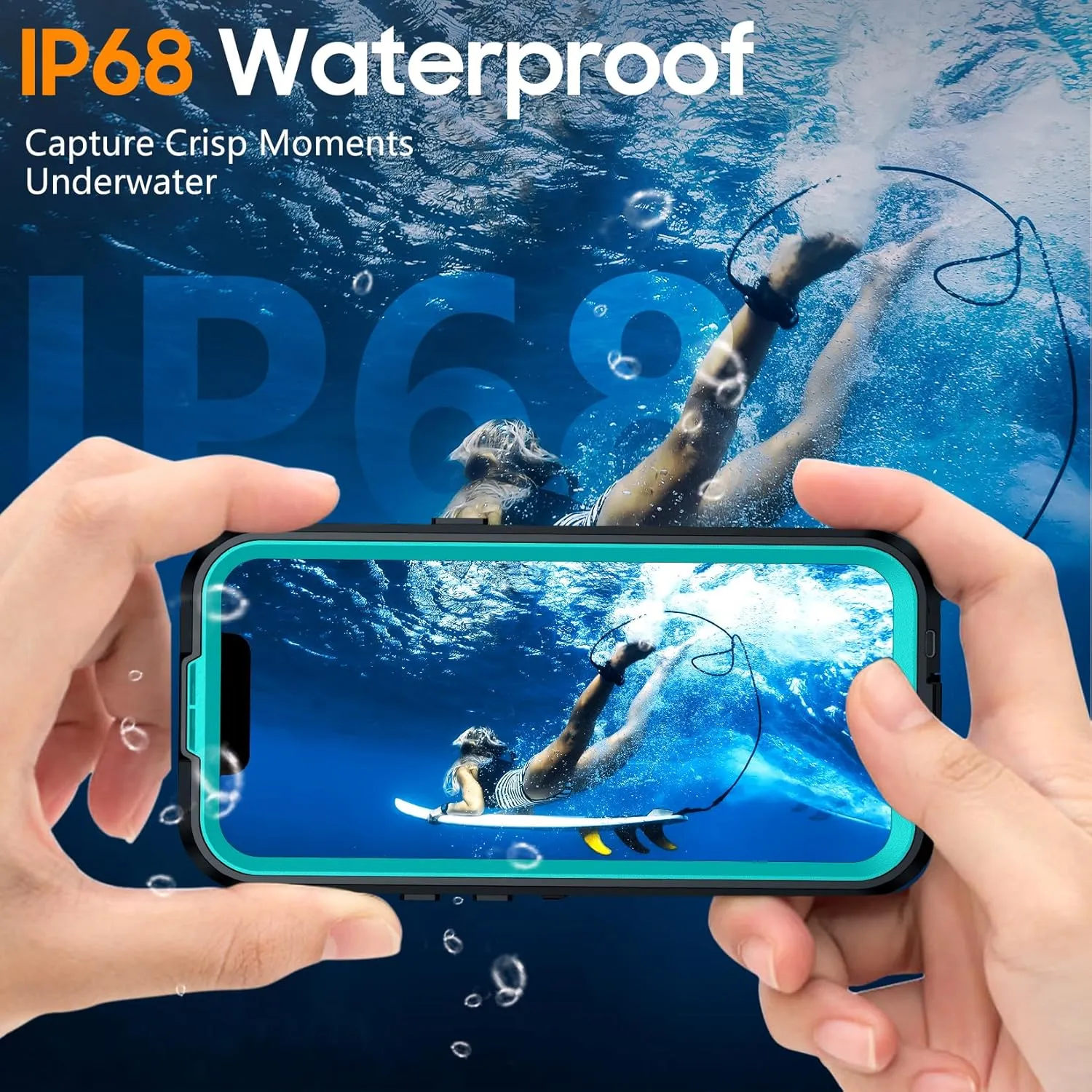 Temdan Magnetic for iPhone 14 Case Waterproof [Compatible with MagSafe] [IP68 Underwater] [Built-in Camera Lens & Screen Protector] Full Body Shockproof Phone Case Blue