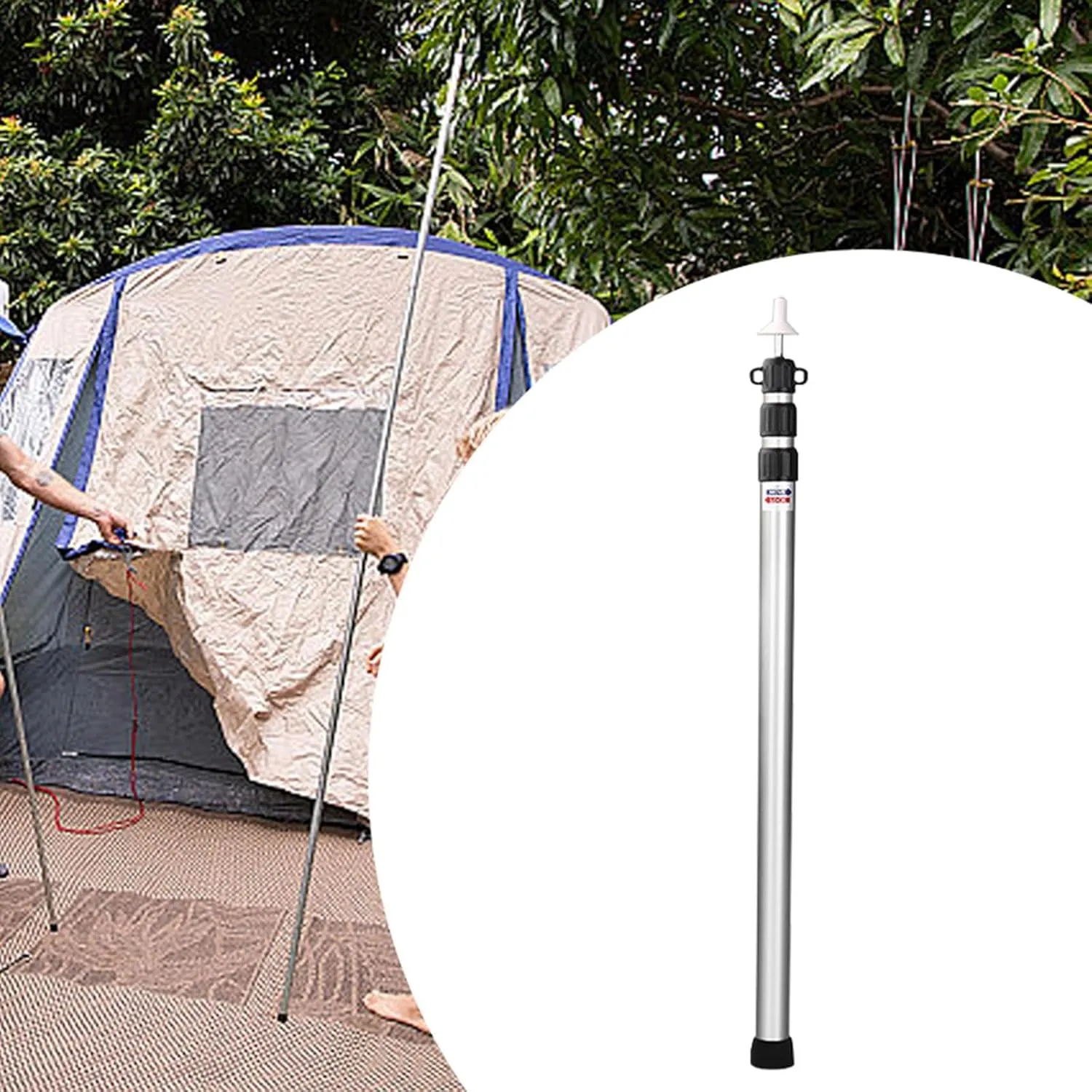 Tent Poles, Canvas Tent Accessories, Aluminum Alloy Rods, Telescopic Awning Poles, for Hiking, Porches,