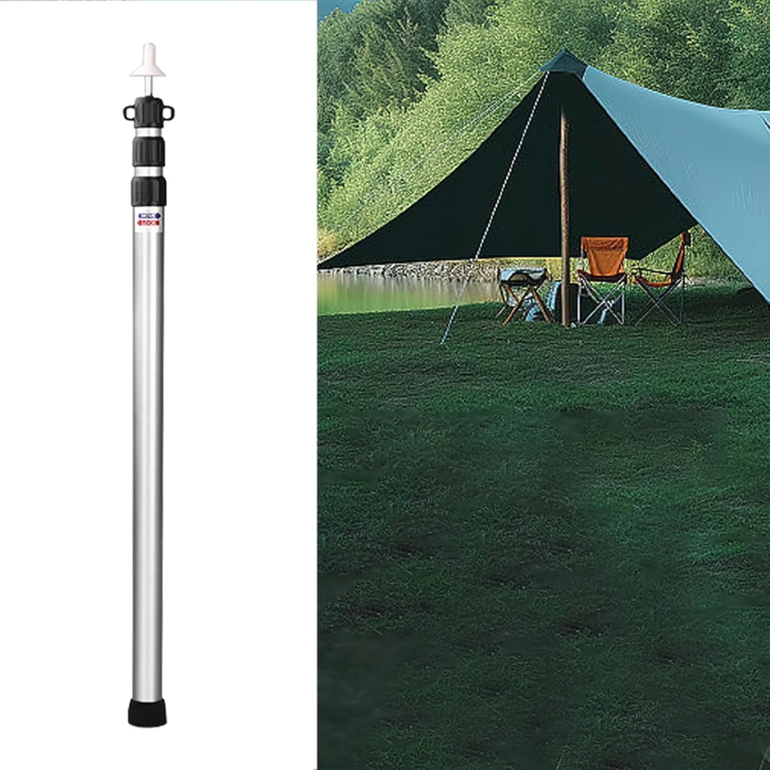 Tent Poles, Canvas Tent Accessories, Aluminum Alloy Rods, Telescopic Awning Poles, for Hiking, Porches,