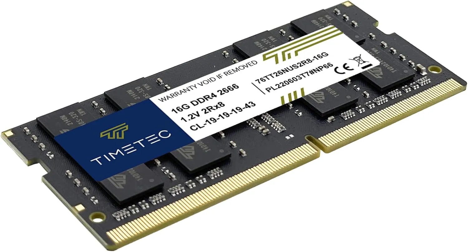 Timetec 16GB DDR4 2666MHz (DDR4-2666) PC4-21300 (PC4-2666V) Non-ECC Unbuffered 1.2V CL19 2Rx8 Dual Rank 260 Pin SODIMM Laptop Notebook PC Computer Memory RAM Module Upgrade (16GB)
