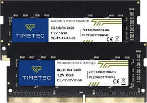 Timetec Hynix IC DDR4 2400MHz PC4-19200 Unbuffered Non-ECC 1.2V CL16 1Rx8 Single Rank 260 Pin SODIMM Laptop Notebook Computer Memory RAM Module Upgrade (Dual Rank 8GBK2)
