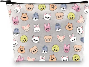TOBGBE SKpop Cosmetic Makeup Bag Kpop Korean Fans Gift Cartoon Character Zipper Pouch Bag SKpop Member Merch SKpop Fans Gifts (SKpop BAG)