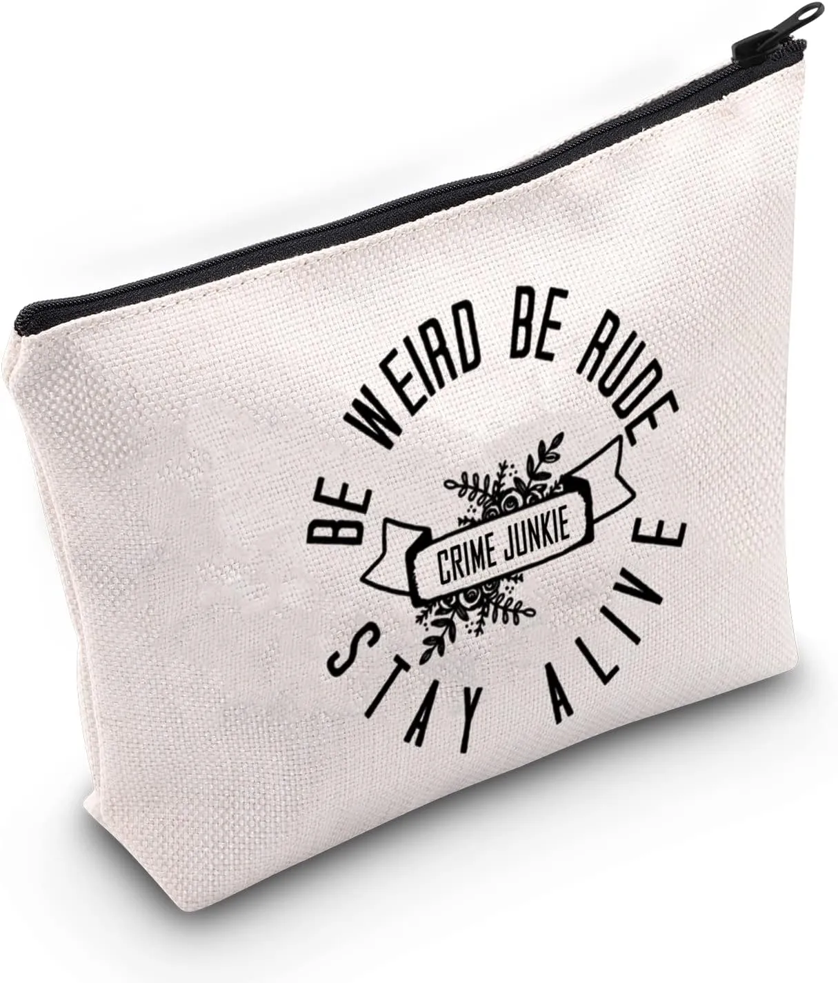 TOBGBE True Crime Lover Gift Makeup Bag - Crime Junkie Life Rule Cosmetics Bag for Podcast Lovers - Funny Serial Killer Gift