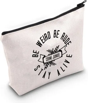 TOBGBE True Crime Lover Gift Makeup Bag - Crime Junkie Life Rule Cosmetics Bag for Podcast Lovers - Funny Serial Killer Gift