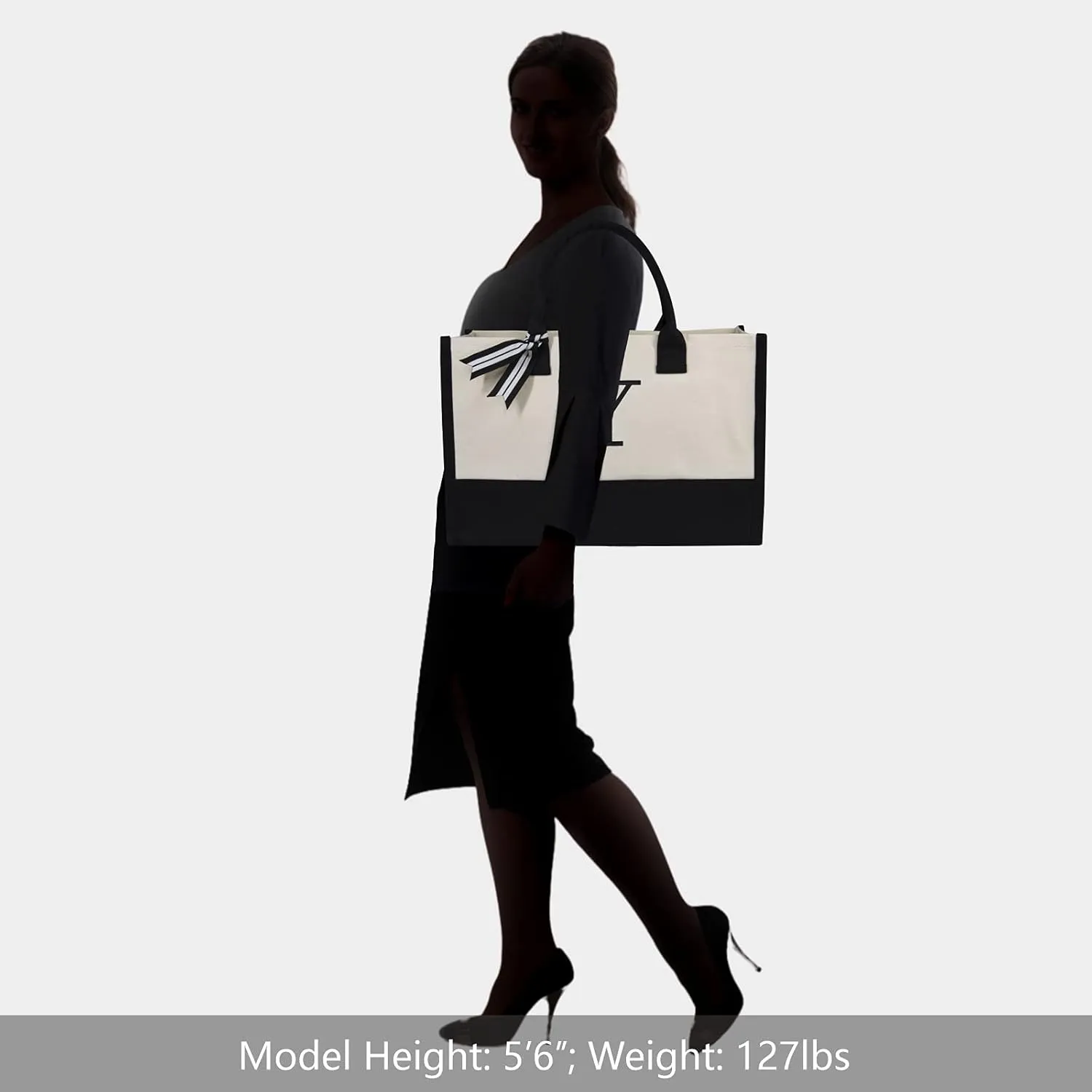 TOPDesign Embroidery Initial Canvas Tote Bag, Personalized Present Bag, Suitable for Wedding, Birthday, Beach, Holiday, is a Great Gift for Women, Mom, Teachers, Friends, Bridesmaids (Letter Y)