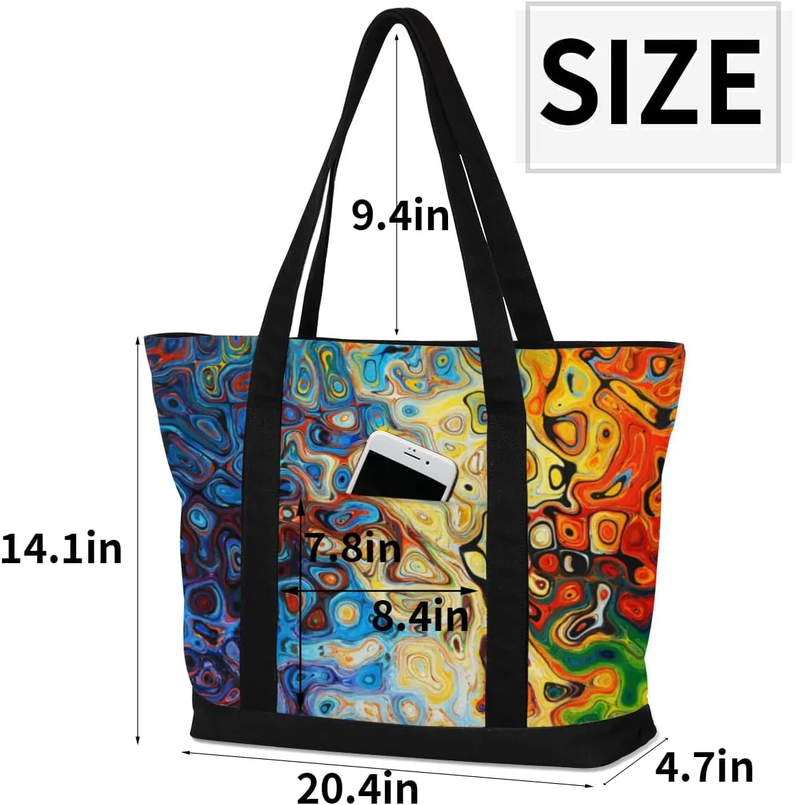 Tote Bag for Women Canvas Shoulder Bag Large Casual Handbag Lightweight Tote Bag with Zipper for Work Travel Shopping