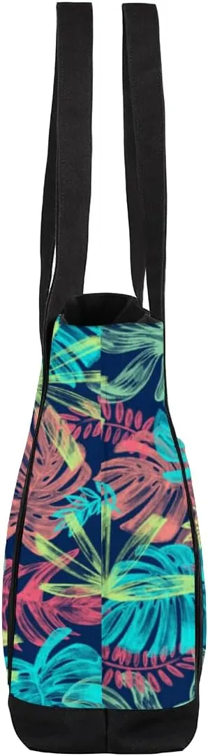 Tote Bag for Women Canvas Shoulder Bag Large Casual Handbag Lightweight Tote Bag with Zipper for Work Travel Shopping