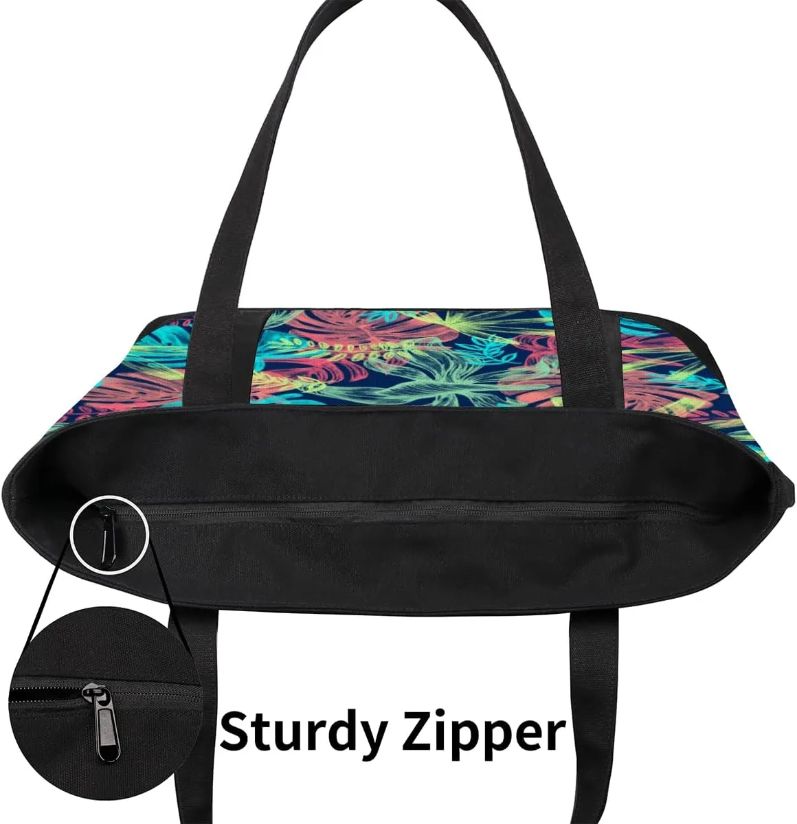 Tote Bag for Women Canvas Shoulder Bag Large Casual Handbag Lightweight Tote Bag with Zipper for Work Travel Shopping