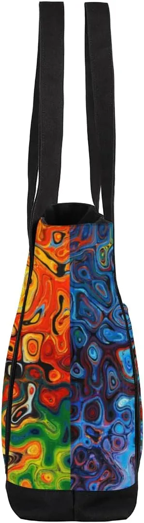 Tote Bag for Women Canvas Shoulder Bag Large Casual Handbag Lightweight Tote Bag with Zipper for Work Travel Shopping