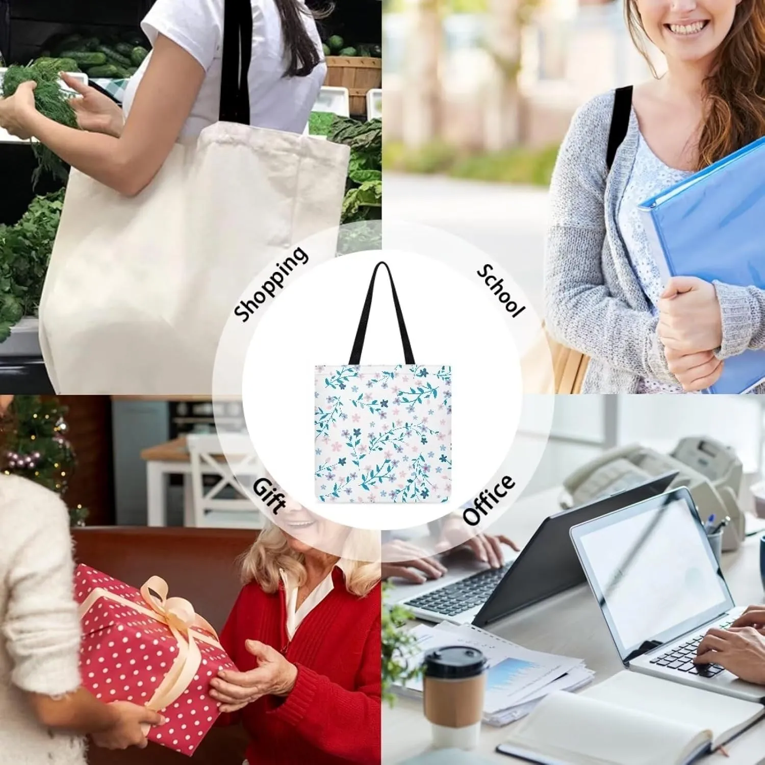 Tote Bag for Women Large Groceries Canvas Bags Patterned Canvas Tote Bag