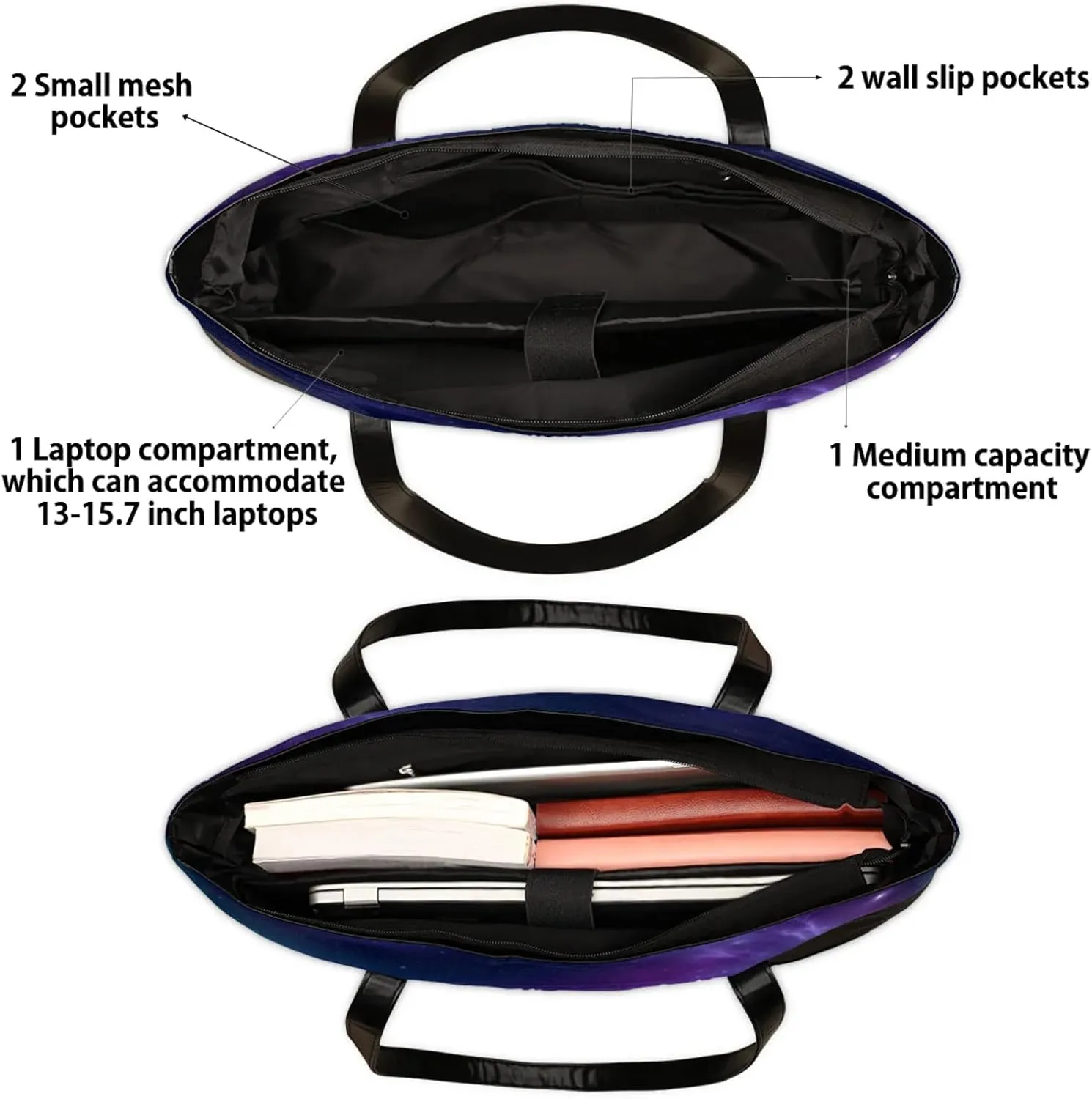 Tote Bag for Women with Zipper, Laptop Tote Bags Laptop Sleeve Case Shoulder Bag
