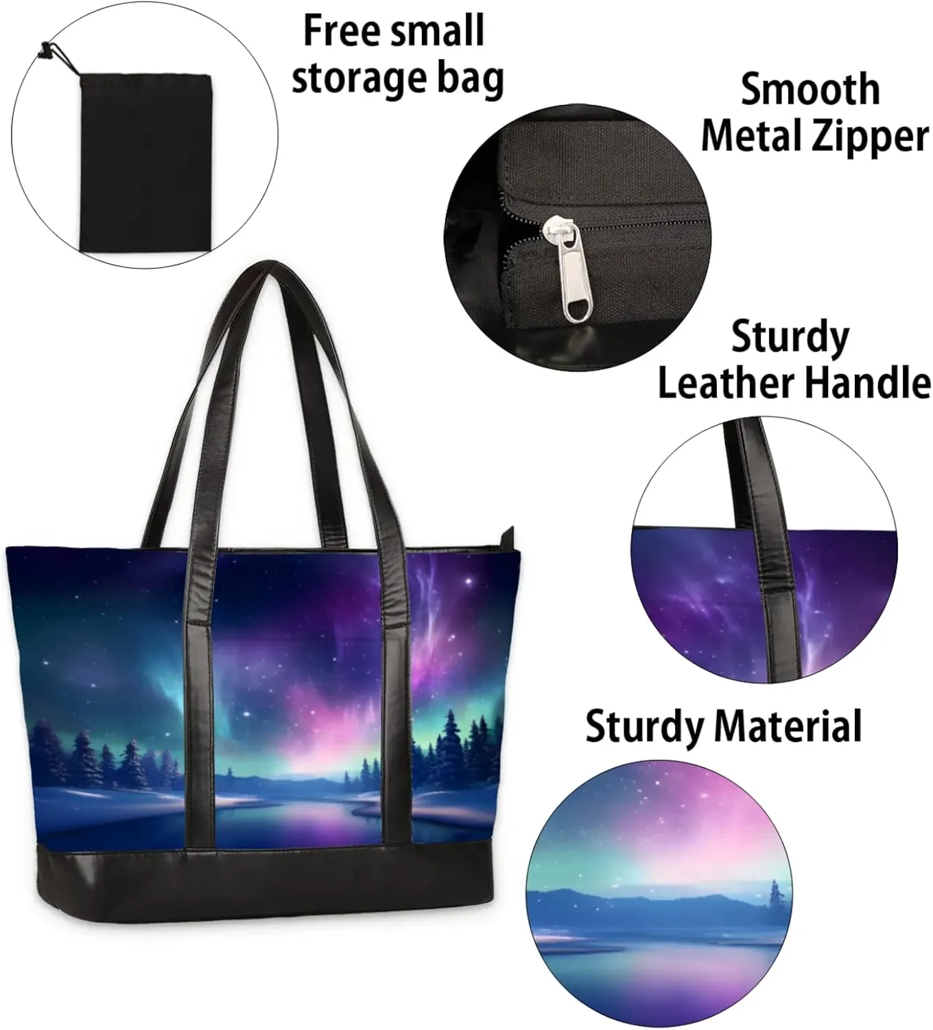 Tote Bag for Women with Zipper, Laptop Tote Bags Laptop Sleeve Case Shoulder Bag