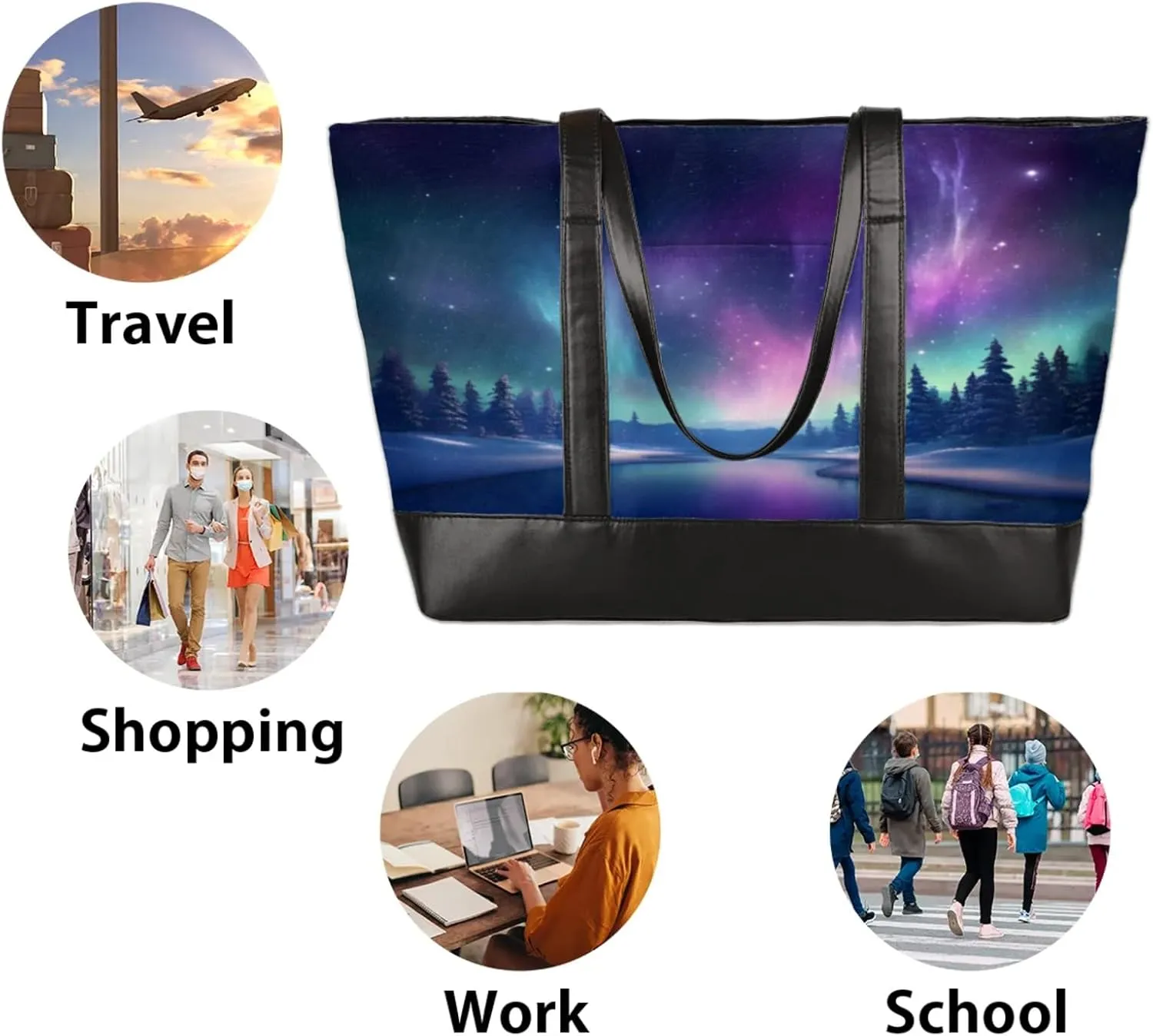 Tote Bag for Women with Zipper, Laptop Tote Bags Laptop Sleeve Case Shoulder Bag