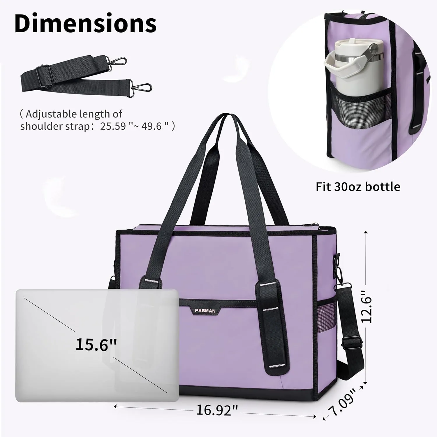 Tote Bag for Women,Utility Large Work Tote Bag with Reinforced Pockets, Waterproof Nurse Bag,for Travel,Teacher