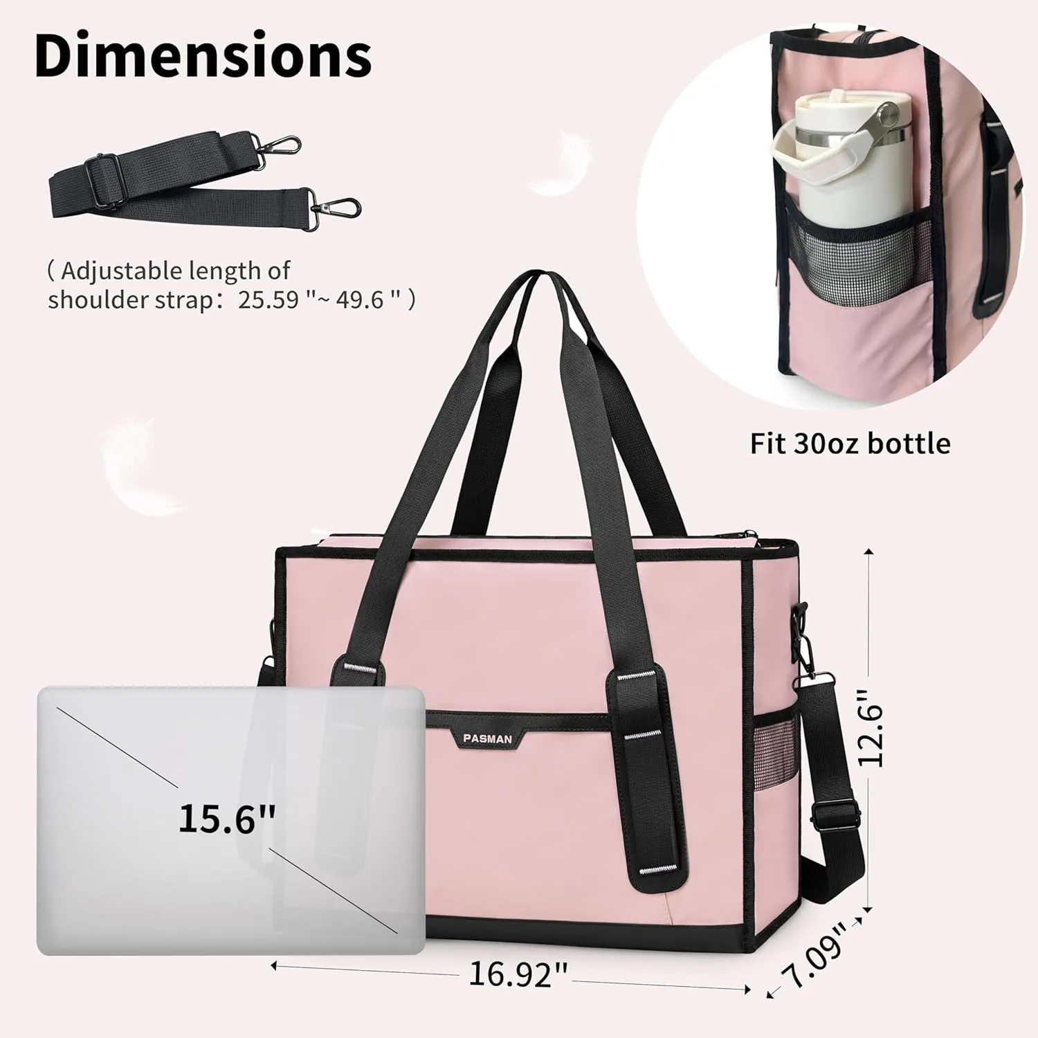 Tote Bag for Women,Utility Large Work Tote Bag with Reinforced Pockets, Waterproof Nurse Bag,for Travel,Teacher