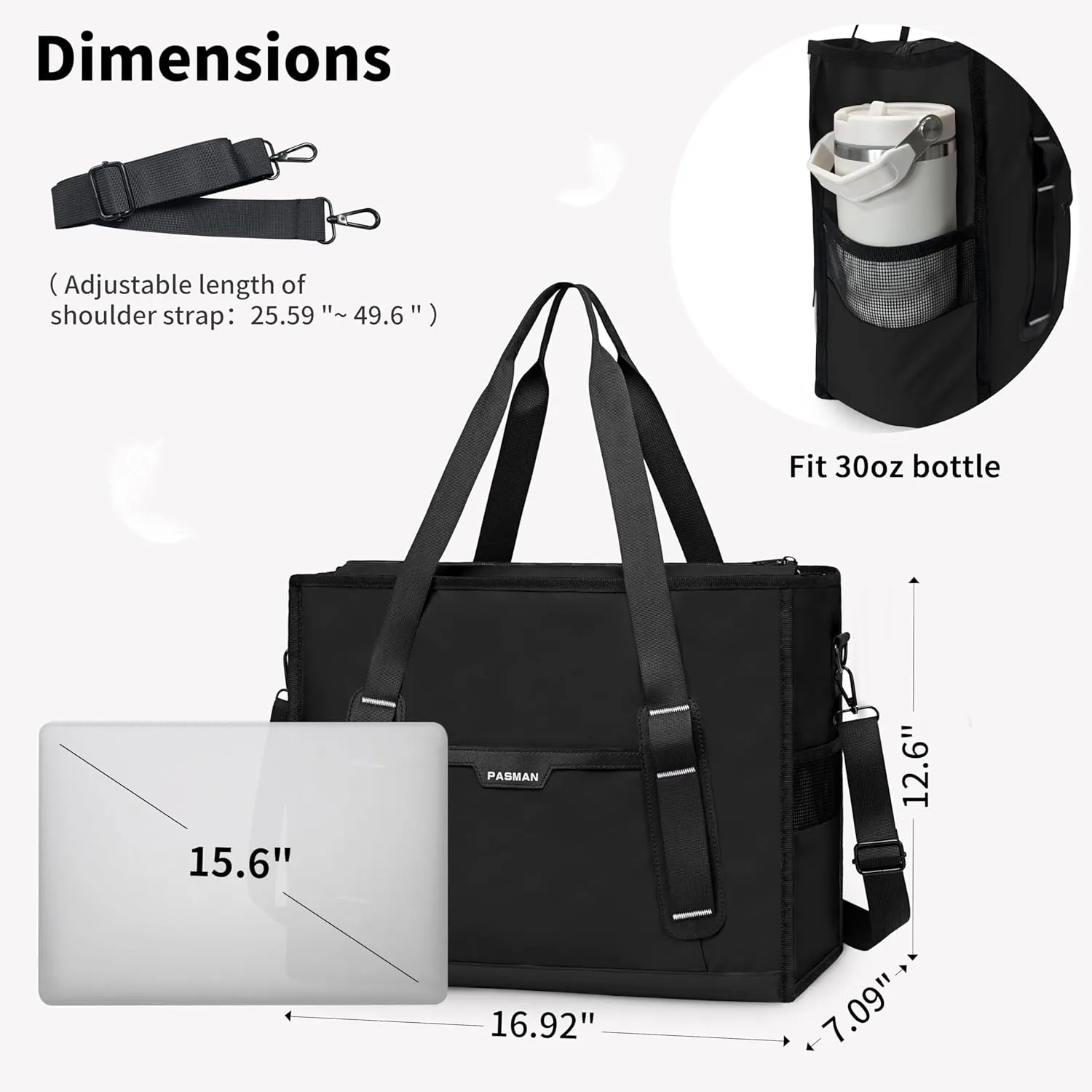 Tote Bag for Women,Utility Large Work Tote Bag with Reinforced Pockets, Waterproof Nurse Bag,for Travel,Teacher