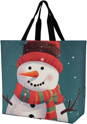 Tote Bag Grocery Bag for Women Shopping Bag Xmas Snowman Handbags Beach Bag Shoulder Bag for Shopping