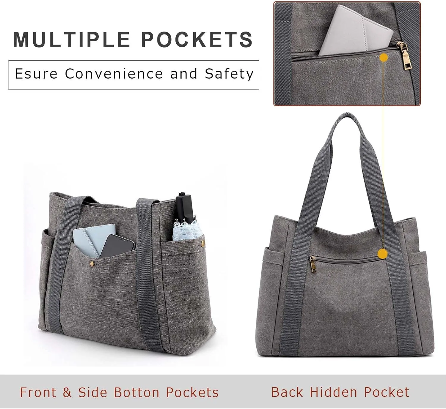 Tote Bags for Women Canvas Tote Purses Shoulder Bag Medium Handbag Top Handle Work Bags
