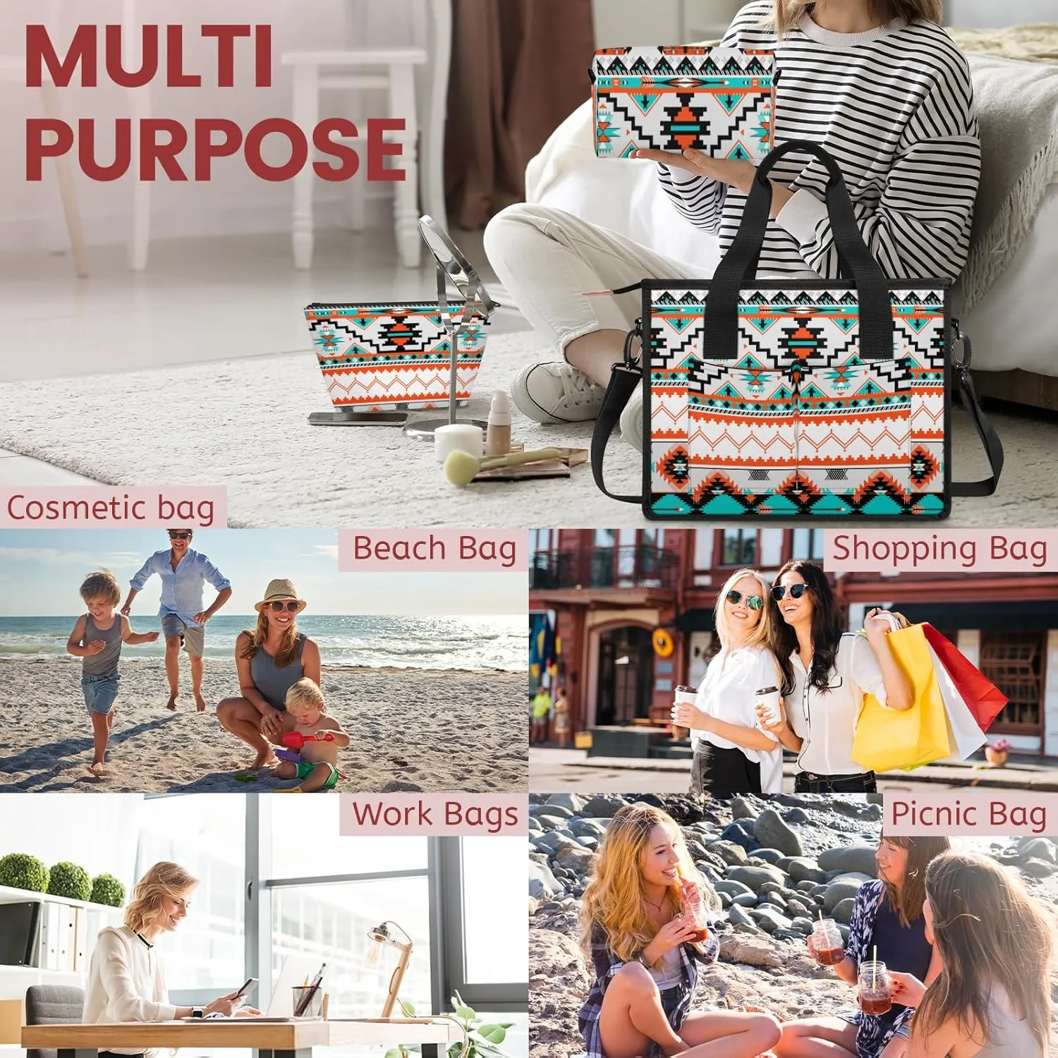 Tote Satchel Bag Set 3PCS for Women,Travel Shoulder Bag Handbag and Wallet Daily Use03